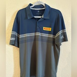 Adidas Pirelli Tires Golf Polo Shirt‎ Large Blue And Gray
